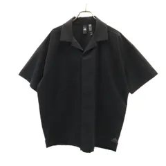 adidas アディダス 半袖 シアサッカー オープンカラーシャツ L ブラック メンズ 古着