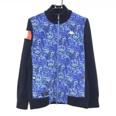 【美品】カッパ 中綿ニットジャケット ブルー×パープル×ネイビー 前身頃中綿×ペイズリー柄 ウール混 メンズ M ゴルフウェア Kappa
