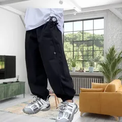 キッズサルエルパンツ(ブラック/120サイズ/130サイズ/140サイズ/150サイズ/160サイズ）ボトムスズボンこども子供男の子