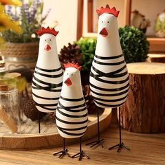 ニワトリ 置物 3体セット ボーダー柄 - メルカリ