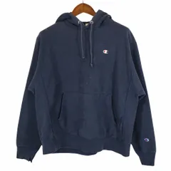 Champion チャンピオン リバースウィーブ スウェットパーカー フーディー 目付き ネイビー (メンズ L) 中古 古着 O4970