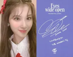 【中古】コレクションカード(女性) TWICE/サナ/バストアップ・裏面印刷サイン入り/CD「Eyes wide open」付属フォトカード