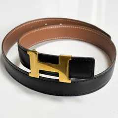 【送料無料】Hermes/エルメス/コンスタンス/ベルト/Hバッグル/Hベルト/リバーシブル/レザー/ブラック×ブラウン/ゴールド金具/60/□A刻印/中古品