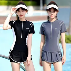 フィットネス 水着 レディース セパレート レディース水着 体型カバー 半袖ラッシュガード 露出控えめ スイミング ビーチウェア 水泳 上下セット ビーチ 海水浴 温泉水着 旅行 3rGc802