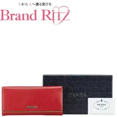    中古 プラダ 長財布 1MH132 Bランク サフィアーノ ロゴ レッド ゴールド レディース PRADA 【送料無料】【名谷店】