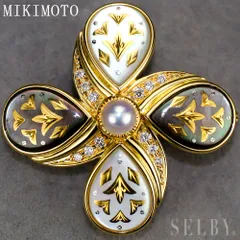 ミキモト K18YG シェル アコヤ真珠/パール ダイヤモンド ブローチ兼ペンダントトップ ピクウェのサムネイル