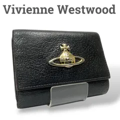 【美品】正規品　Vivienne Westwood ヴィヴィアンウエストウッド　三つ折り財布　がま口　ブラック　レザー　本革　オーブ　ロゴ入り　財布　レディース財布　長財布　折りたたみ財布　ブランド財布　人気財布