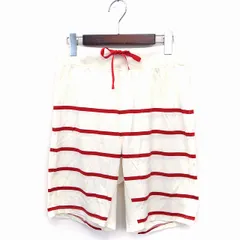 アンユーズド UNUSED ショーツ ショートパンツ ボーダー 柄 カシミヤブレンド 3 オフホワイト レッド /Zのサムネイル