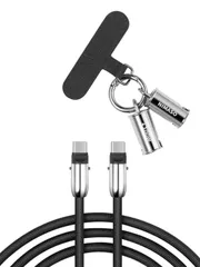★NIMASO USB Type C ケーブル 2 in 1 携帯ストラップ 手掛け 首掛けストラップ usb c ケーブル 【PD対応100W高速充電 】1.2 M 落下防止 紛失防止 断裂を防ぐ  NCA24F1343
