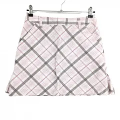 【美品】アディダス コーデュロイスカート 白×ピンク チェック  レディース M/M ゴルフウェア adidas
