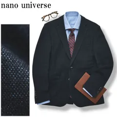 ナノユニバース nano universe インディゴ染め シングル 2B テーラードジャケット ブレザー アンコンジャケット 秋冬 46 ネイビー メンズ