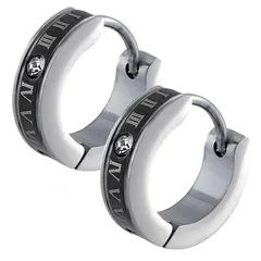 【新品】 [SEIYA INTERNATIONAL] ピアス メンズ フープピアス リングピアス ローマ数字 ステンレス 18G (ブラック 2個) 0