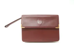 カルティエ ヴィンテージ マストライン 2way クラッチ セカンドバッグ C2ロゴ レザー ボルドー Cartier 1198h