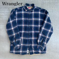 Wrangler (ラングラー) 内ボアジャケット　チェック柄　ネルシャツ　裏起毛/ネイビー/アメカジ　古着