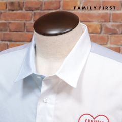 FAMILY FIRST MILANO/Lサイズ/ドッキング クレイジー シャツ SH2112BU CLASSIC SHIRT HEART イタリア製 長袖 新品/青/ブルー/kc376/