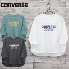 新品 レディース 8分袖 Tシャツ コンバース converse ティーシャツ カットソー チュニック  ロゴ プリント 7分袖 5分袖 白 ホワイト 緑 グリーン 黒 ブラック