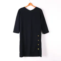 ビームスハート ワンピース 7分袖 膝丈 ストレッチ シンプル 無地 セレモニー M相当 レディース ネイビー BEAMS HEART 【中古】