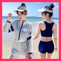 ★売れ筋★ 水着レディース 体型カバー 4点セット 40代 50代 20代 30代 セパレート 控えめ 着痩せ キャミソール 学生 スイムウェア 海水浴 かわいい