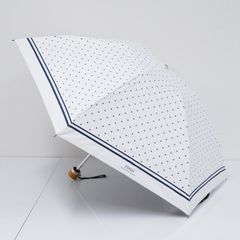 折りたたみ日傘 POLO RALPH LAUREN ポロラルフローレン USED美品 晴雨兼用 ホワイト ドット ラインボーダー ロゴ 50cm FS9120