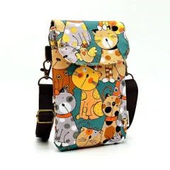 スマホショルダー ポーチ 収納 ポケット 猫ちゃん キャット 動物 アニマル かわいい 防水