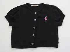 ファミリア familiar アウトレット 子供服 女の子 130cm 半袖 カーディガン 黒 透かし 薄手 春 夏 ★3 トップス ガールズ 女児 キッズ 【中古】 ユーズド リサイクル こども