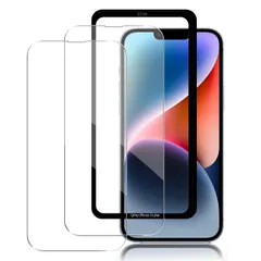 Qrivp ガラスフィルム iPhone 14 plus /13 Pro Max ガラスフィルム 【2枚セット ガイド枠付き】日本旭硝子素材製 iPhone 14 plus / 13 Pro Max 保護フィルム 強化ガラス アイフォン 14 Pl