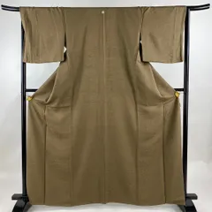 4437］色無地 美品 梶山伸作 落款有 一つ紋 蔓柏 正絹 着物