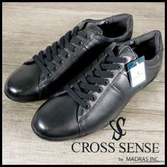 新品 定価14,300円 マドラス madras クロスセンス 本革レザー スニーカー 25.5cm 黒 レースアップ CROSS SENSE