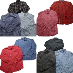 古着卸 まとめ売り ノーティカ NAUTICA 長袖シャツ 10枚セット (メンズ XL /2XL /3XL ) チェック ストライプ 無地 中古 古着 MZ5122