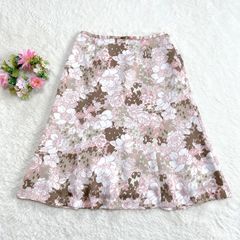 50-27 ー大特価ー 美品★東京スタイル 【アリスバーリー】 Aylesbury レディース フレアスカート 膝丈 (7号) 総柄 花柄 ピンク レトロ