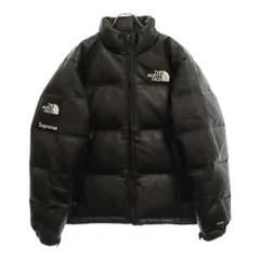 SUPREME (シュプリーム) 17AW×THE NORTH FACE Leather Nuptse Jacket ザノースフェイス レザーヌプシジャケット ジップアップダウン ブルゾン ブラック ND91702I