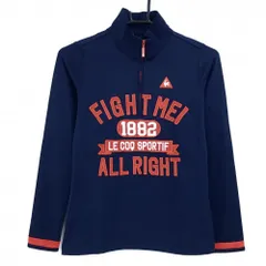 ルコック 長袖ハイネックシャツ ネイビー×レッド ハーフジップ フロント刺しゅう レディース S ゴルフウェア le coq sportif