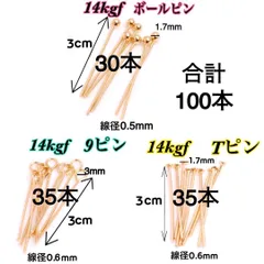 【100本】14kgf（フィルド）ボールピン30本・Tピン35本・9ピン35本