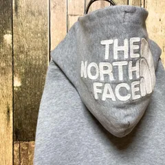 《人気デザイン》ザノースフェイス THE NORTH FACE☆フルジップパーカー S リアビュー デカロゴ ビッグロゴ 刺繍ロゴ 全刺繍 ワンポイントロゴ グレー f2