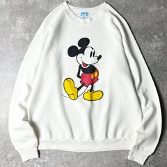 80s USA製 ディズニー オフィシャル ミッキー プリント スウェット トレーナー XL / 80年代 アメリカ製 ビンテージ キャラクター ホワイト