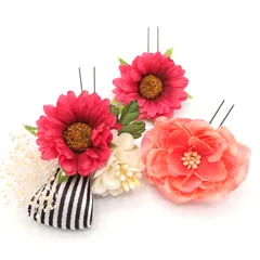 髪飾り 成人式 振袖 浴衣 袴 ３点セット ピンク リボン 結婚式 入学式 入園式 卒園式 卒業式 七五三 753 ブライダル 前撮り 和装 日本製 花 かんざし 人気 フォーマル 花飾り 簪 和装小物 ローズ W 28 323-265 u820　Si