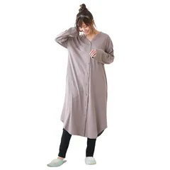 【新品】 [ニッセン] マタニティルームウェア・パジャマ 【産前・産後 授乳服】 275日パジャマ 前開きマタニティルームウエア（ワンピース＋レギンス） モカ マタニティL 1