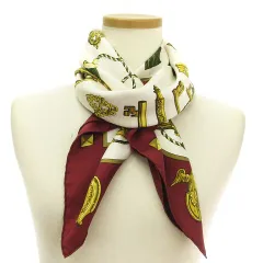 エルメス HERMES LES CLES THE KEYS RARE カレ90 スカーフ 大判 シルク 鍵柄 ワインレッド 小物 ■SM1 ☆AA★のサムネイル
