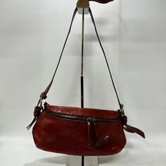 ★-PELLE BORSA ペレボルサ ショルダーバッグ ワンショルダー 赤系 レザー ロゴチャーム付き レディース バッグ