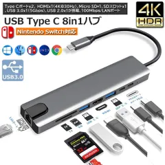 USB C ハブ Type-C 8in1 HUBマルチ変換アダプター 87W PD出力 LANポート USB-Cポート 4K 30HZ 高画質 HDMI出力ポート USB3.0ポート Micro SD/SD カードリーダー 急速充電 USBハブ 変換