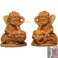 ミニチュア仏像文殊菩薩・普賢菩薩 置物 天然 崖柏木 3寸2点セット 彫刻仏像 高級天然 木彫り 守り本尊 祈る 縁起物 llh