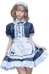PJ S ps.jメイド服 コスプレ コスチューム セクシー 可愛い かわいい ゴスロリ ワンピース(ブラック,  5XL)
