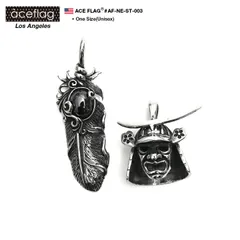 ACE FLAG ステンレス ペンダントトップ ネックレストップ B系ネックレス フェザー FETHER 羽 サムライ SAMURAI 政宗 シルバーB系 ストリート HIPHOP ヒップホップ メンズ ギフト メール便 AF-NE-ST-003