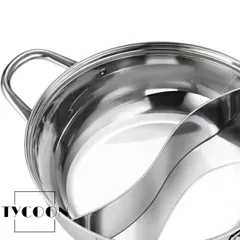 仕切り付き鍋 しゃぶしゃぶ用仕切り鍋 キッチン調理器具 キッチン用品 マンダリンダック鍋 キャンプ用ダブルフレーバー鍋