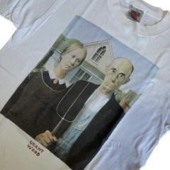 90s GrantWood AmericanGothic Tシャツ Lサイズ アート プリント グラントウッド アメリカンゴシック 美術 Art ヴィンテージ Vintage ビンテージ