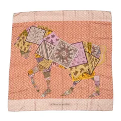 【名東】エルメス カレ90 スカーフ Cheval sur mon Carre シルク100% ピンク系 小物