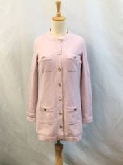 CHANEL 샤넬 컬렉션 22AW 22B 아이콘 버튼 럭키 매력 코코 마크 NO5 카멜리아 Matrasse 캐시미어 핑크 롱 니트 가디건 원피스 탑스
