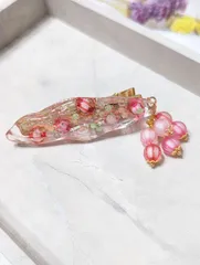 和風❀飴玉ビーズのヘアクリップ~レッド~