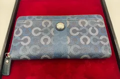 COACH 長財布 ラウンドファスナー 	ブルー メンズ レザー