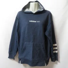 古着 レディースL adidas neo/アディダスネオ スウェットパーカー プルオーバー フード スポーツ カジュアル ブルー/デニム BS0407 fg4545